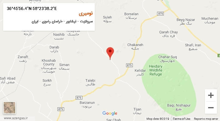 روستای نومیری بر روی نقشه
