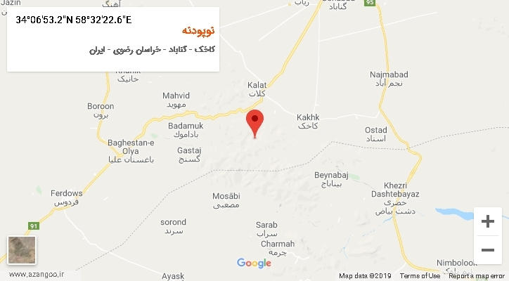 روستای نوپودنه بر روی نقشه