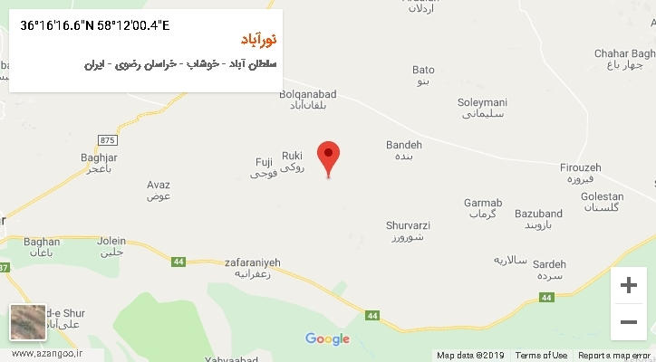 روستای نورآباد بر روی نقشه