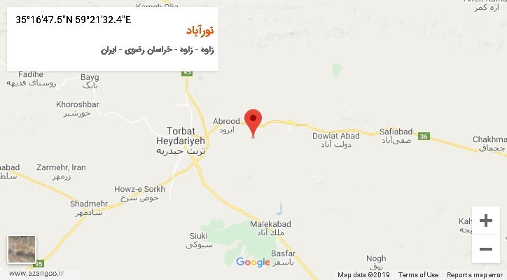 روستای نورآباد بر روی نقشه