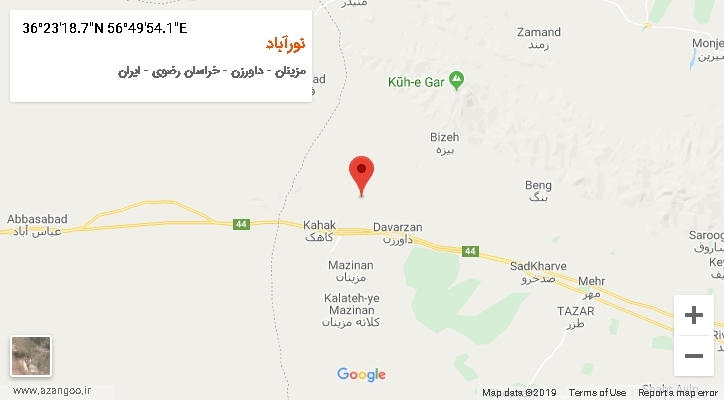 روستای نورآباد بر روی نقشه