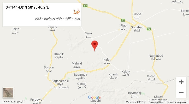 روستای نورز بر روی نقشه