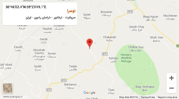 روستای نوسرا بر روی نقشه