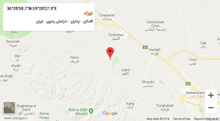 روستای نوزاد بر روی نقشه