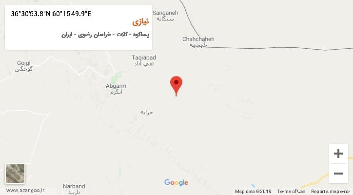 روستای نیازی بر روی نقشه