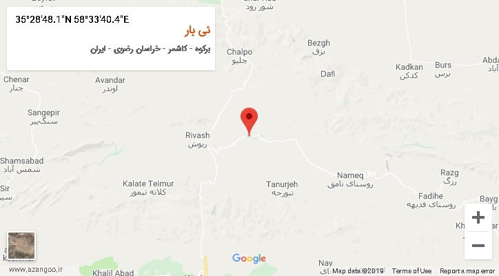 روستای نی بار بر روی نقشه