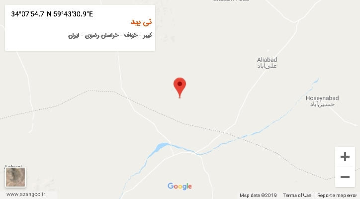 روستای نی بید بر روی نقشه