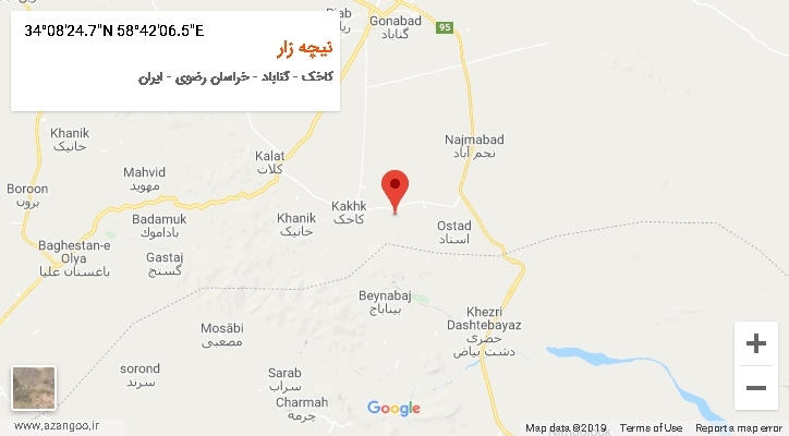 روستای نیچه زار بر روی نقشه