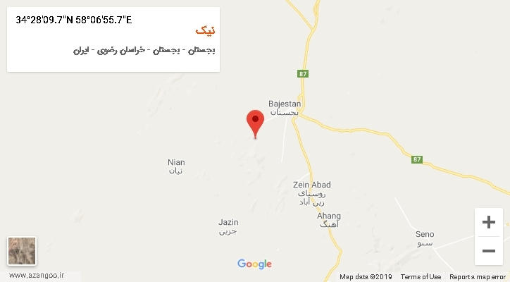 روستای نیک بر روی نقشه