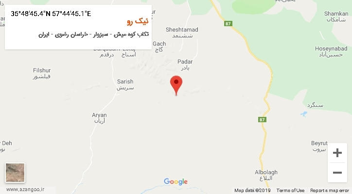 روستای نیک رو بر روی نقشه