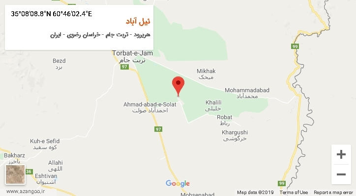 روستای نیل آباد بر روی نقشه
