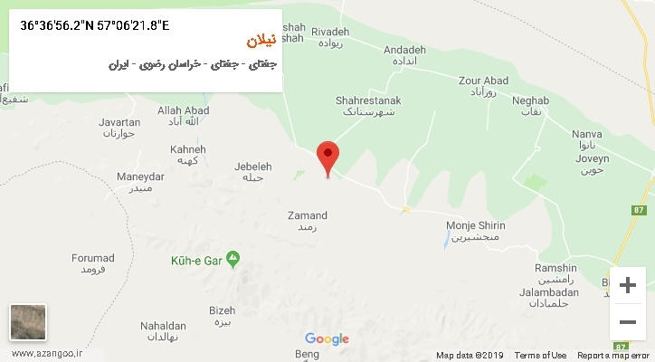 روستای نیلان بر روی نقشه