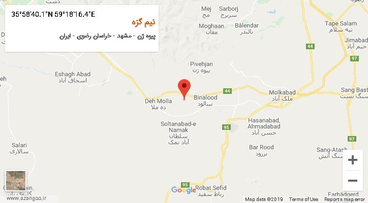 روستای نیم گزه بر روی نقشه