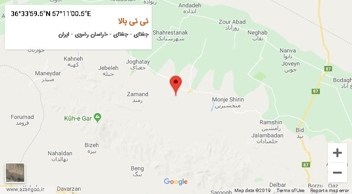 روستای نی نی بالا بر روی نقشه