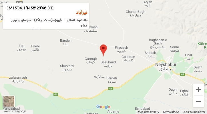 روستای نیرآباد بر روی نقشه