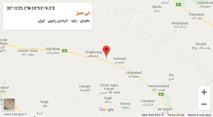 روستای نی سبز بر روی نقشه