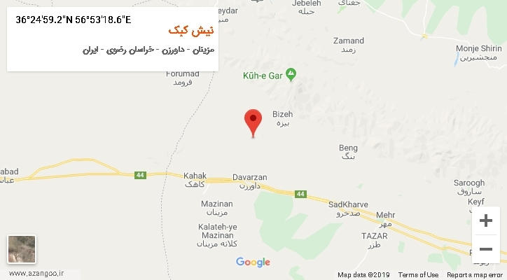 روستای نیش کبک بر روی نقشه