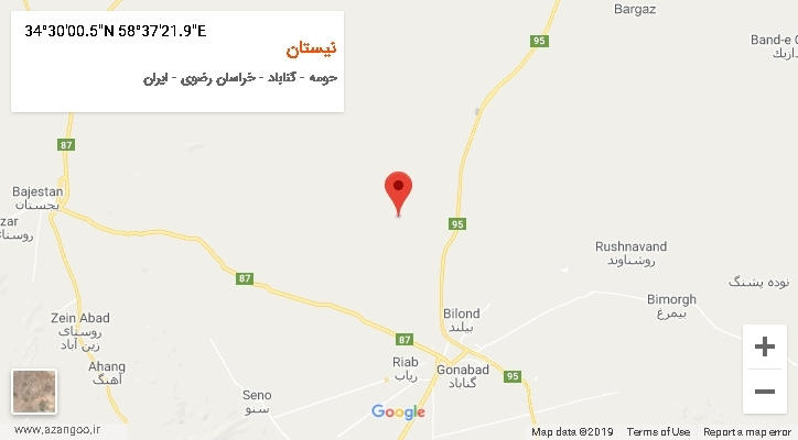 روستای نیستان بر روی نقشه