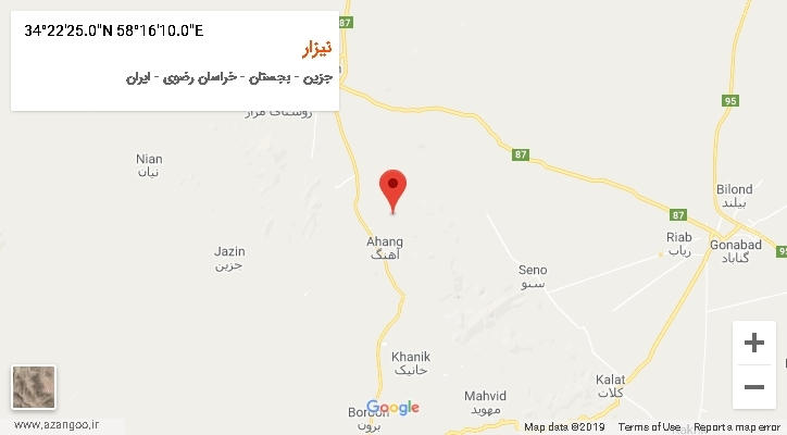 روستای نیزار بر روی نقشه