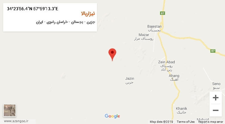 روستای نیزاربالا بر روی نقشه