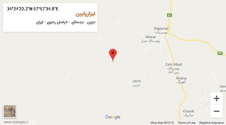 روستای نیزارپایین بر روی نقشه