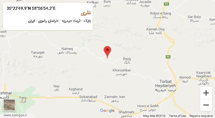 روستای نذری بر روی نقشه