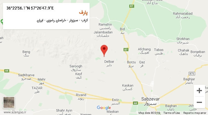 روستای پارف بر روی نقشه