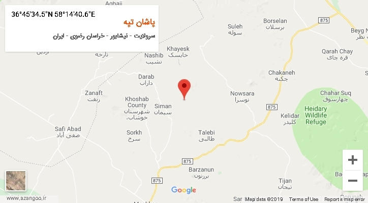 روستای پاشان تپه بر روی نقشه