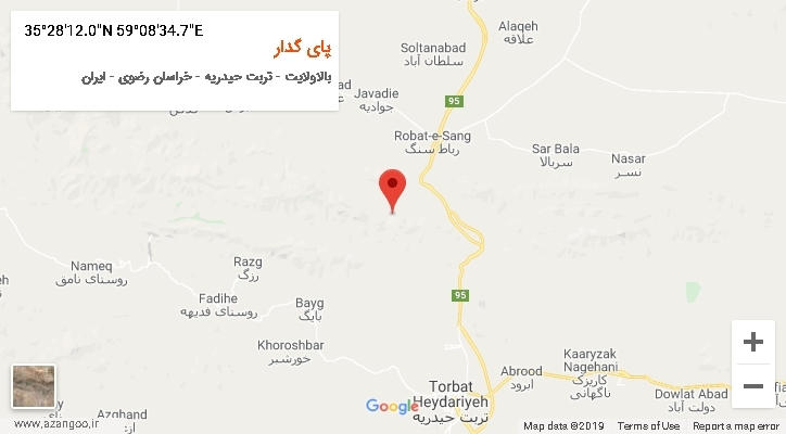 روستای پای گدار بر روی نقشه