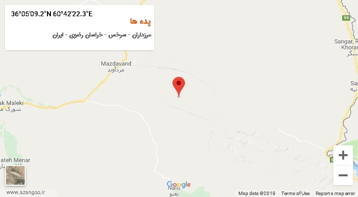 روستای پده ها بر روی نقشه