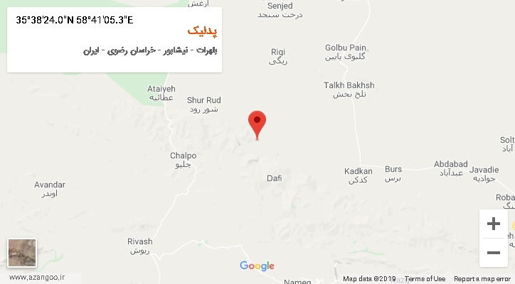 روستای پدلیک بر روی نقشه