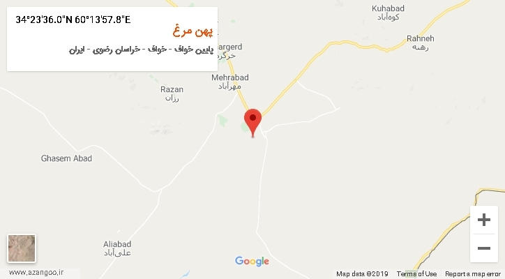 روستای پهن مرغ بر روی نقشه