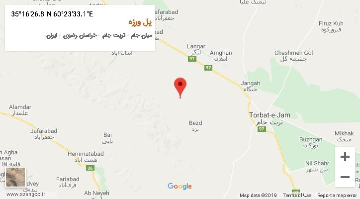 روستای پل ورزه بر روی نقشه