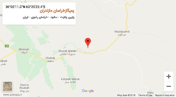 روستای پمپگازخراسان مازندران بر روی نقشه