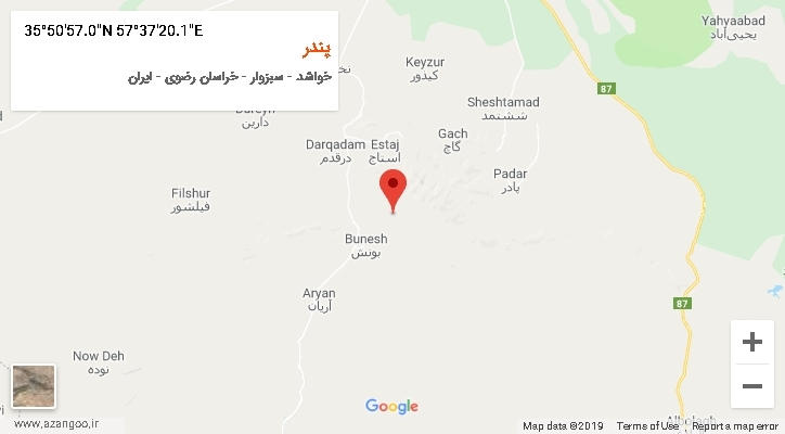 روستای پندر بر روی نقشه