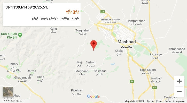 روستای پنج بازه بر روی نقشه