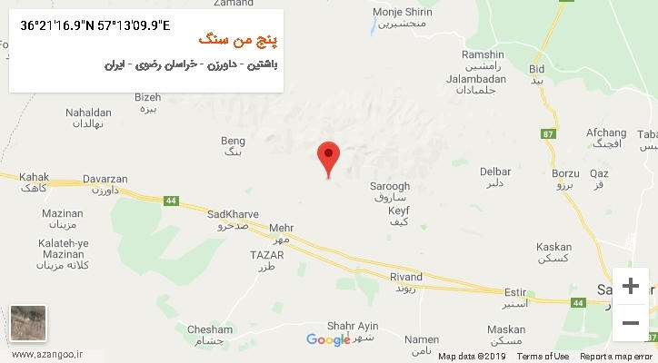 روستای پنج من سنگ بر روی نقشه