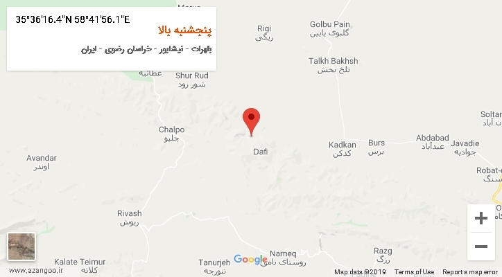 روستای پنجشنبه بالا بر روی نقشه