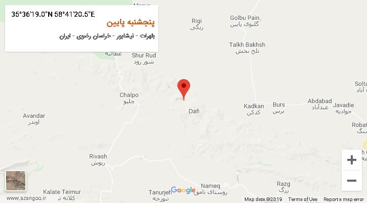 روستای پنجشنبه پایین بر روی نقشه