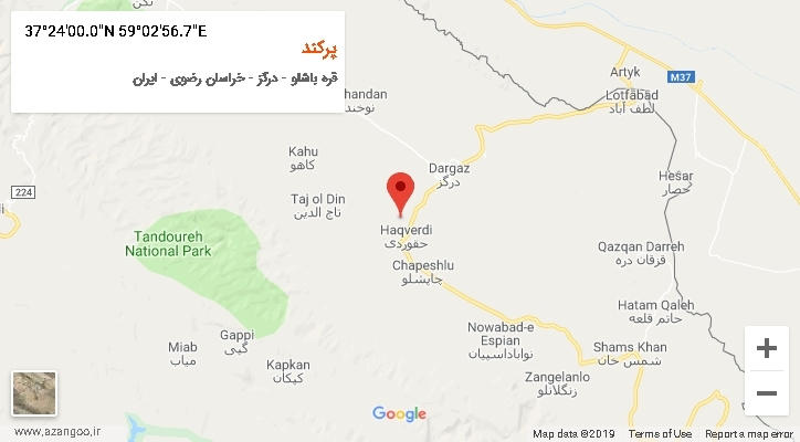 روستای پرکند بر روی نقشه