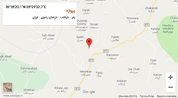 روستای پروازه بر روی نقشه