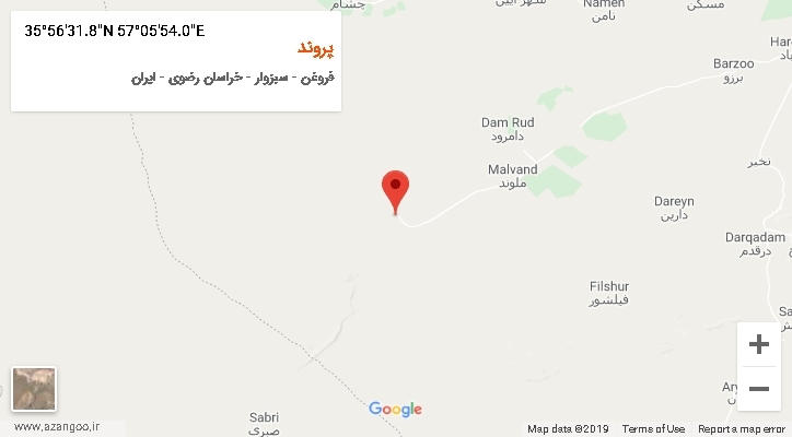 روستای پروند بر روی نقشه