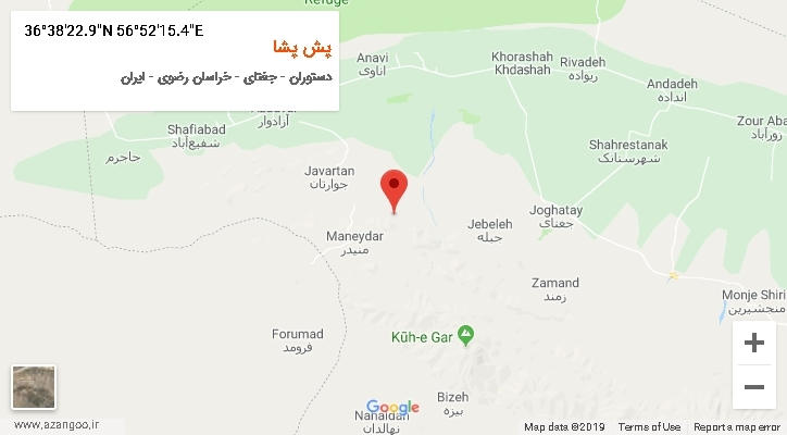 روستای پش پشا بر روی نقشه