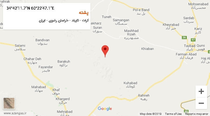 روستای پشته بر روی نقشه