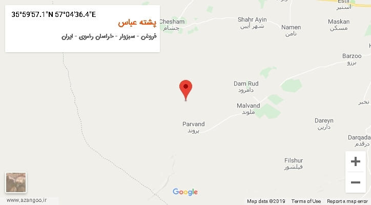 روستای پشته عباس بر روی نقشه