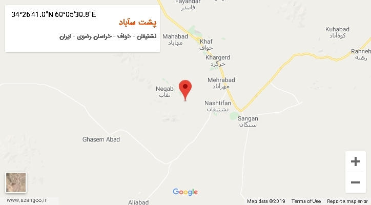 روستای پشت سآباد بر روی نقشه