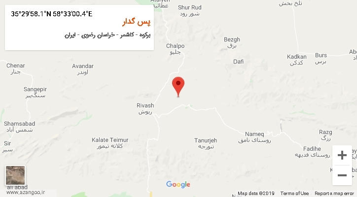 روستای پس گدار بر روی نقشه