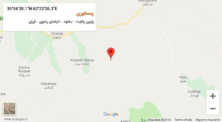 روستای پسخوری بر روی نقشه