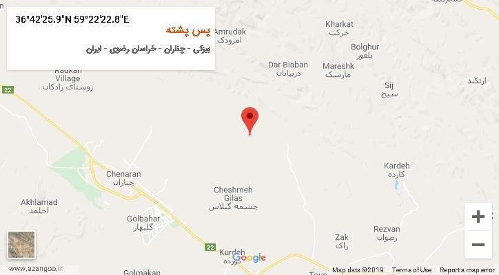 روستای پس پشته بر روی نقشه
