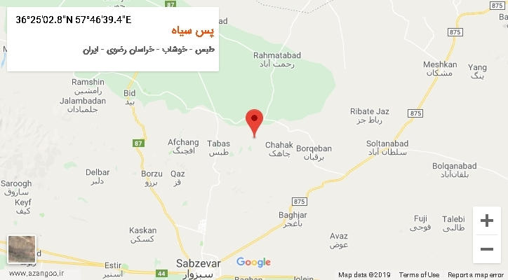 روستای پس سیاه بر روی نقشه